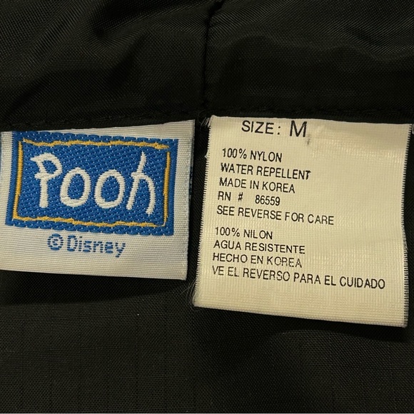 Vintage Disney Winnie the Pooh Adult Windbreaker Rain Jacket Sz M Hood Zip Y2k - Picture 14 of 15